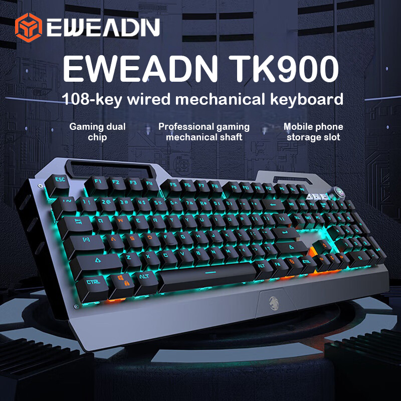 Gaming Keyboard Type C - EWEADN TK900 Mechanical Keyboard USB-C Rechargeable