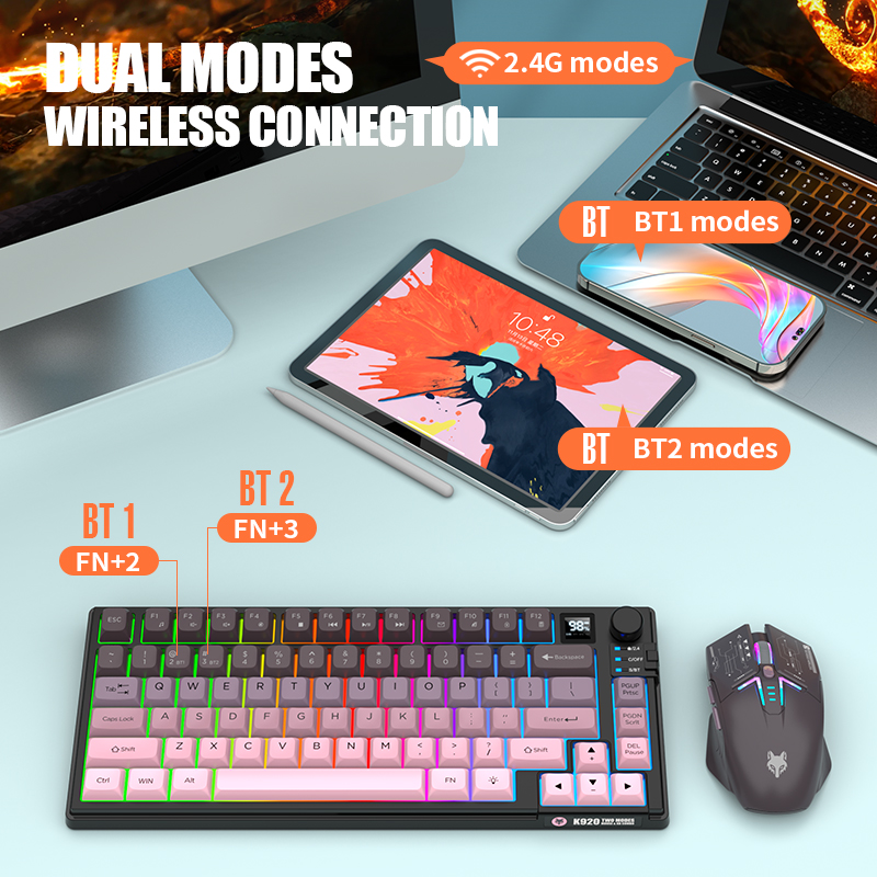 Dual-Mode 2.4G Bluetooth Wirel - Gaming Keyboard And Mouse Combo Wireless 评论和价格