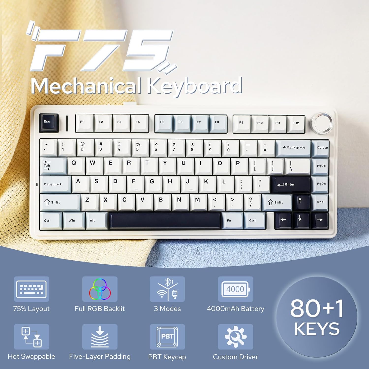 Aula F75 Mechanical Keyboard 7 - Gaming Keyboard Type C 评论和价格