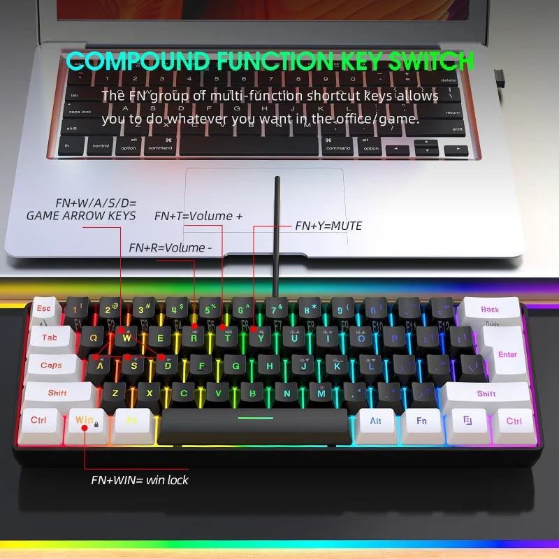 Keyboard and Mouse 60% Compute - Gaming Keyboard And Mouse Combo Wireless 评论和价格
