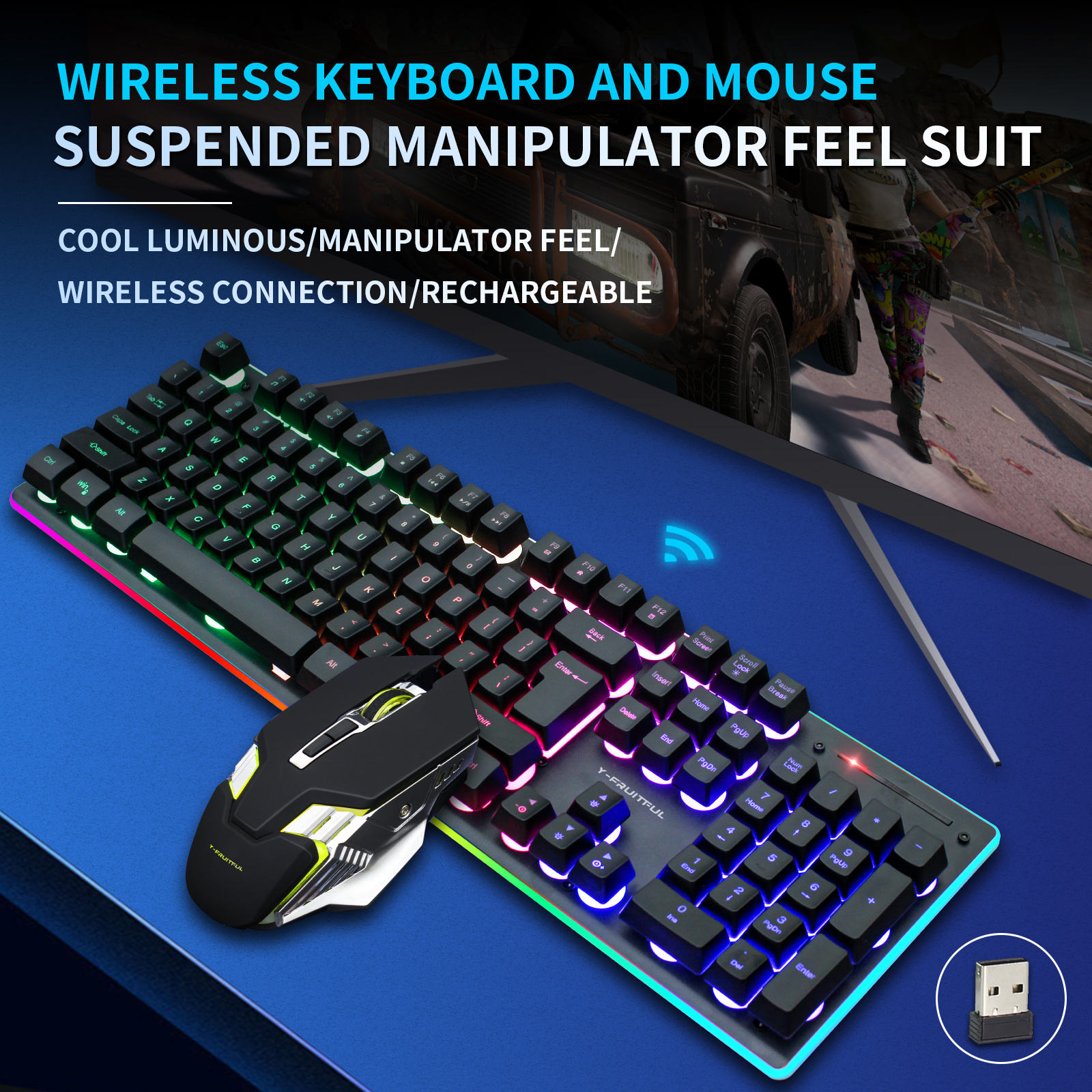 104 Keys RGB Computer Wireless - Gaming Keyboard And Mouse Combo Wireless 评论和价格